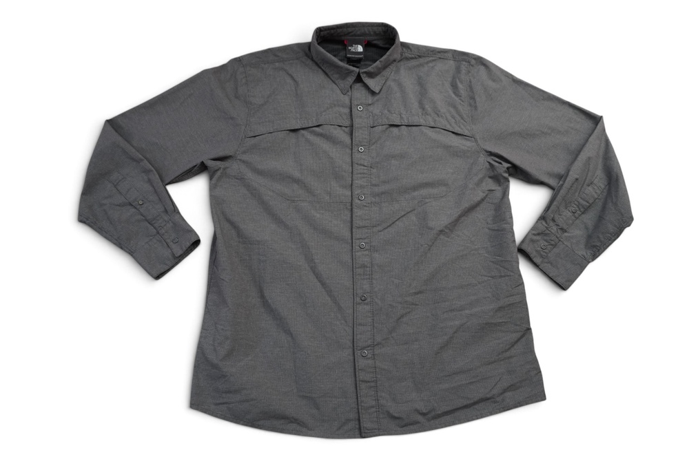 The North Face Shirt Mens Large Gray Check Long Sleeve Button Up Hiking Outdoor